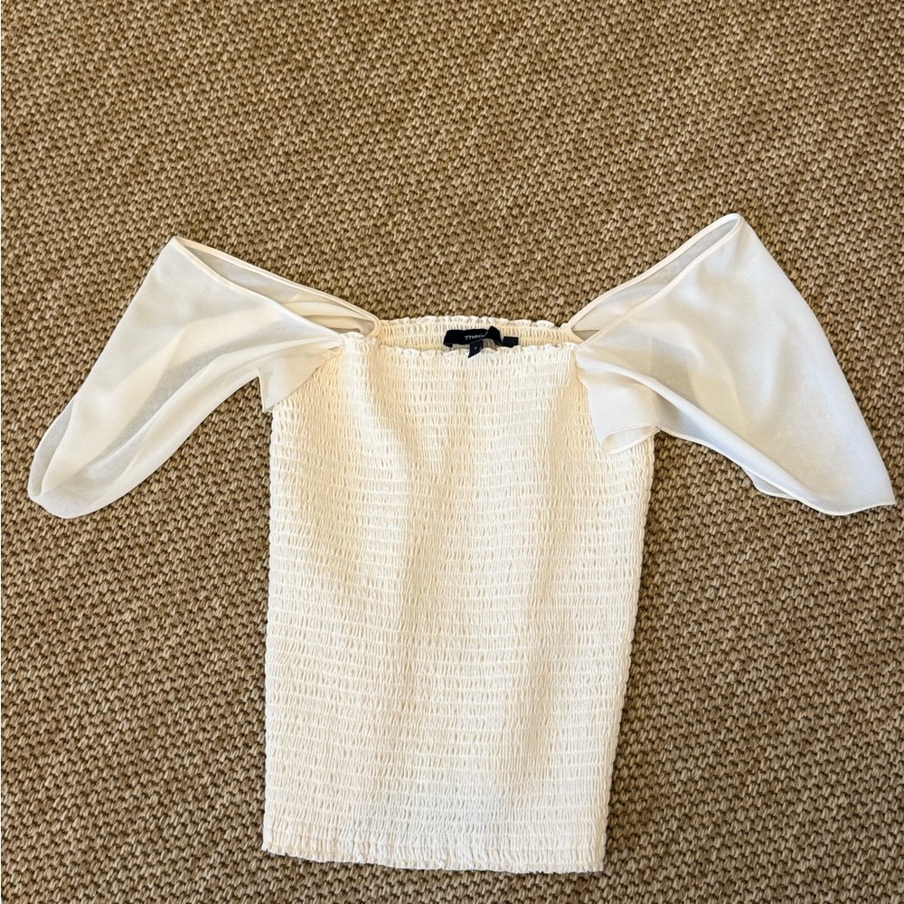 Theory Cream Textured Top